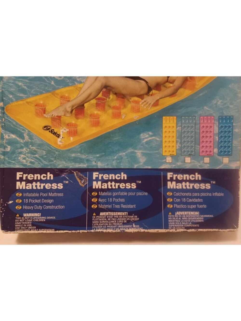 Solstice French Mattress Inflatable Pool Float With 18-Pocket Design Heavy-Duty - Picture 5 of 8